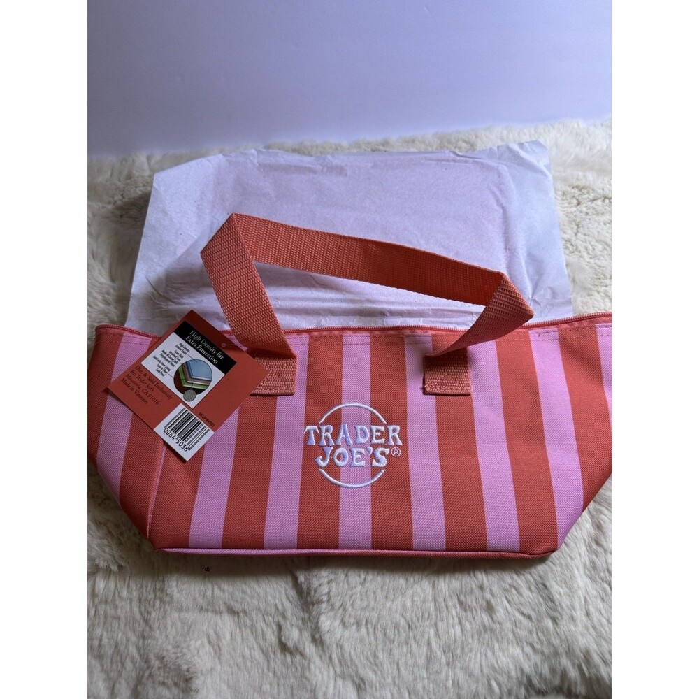Trader Joe’s 2026 Mini Insulated Tote Pink Red Stripe New Viral Summer